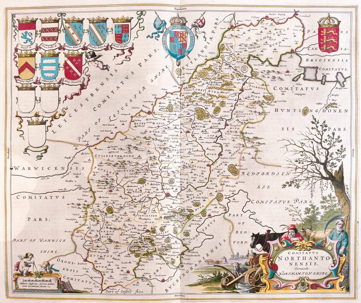 Northampton shire, Willem Blaeun teoksessa "Theatrum Orbis Terrarum, sive Atlas Novus", Amsterdam. tekijältä Willem Blaeu