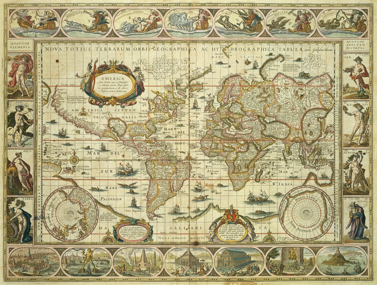 Nova Orbis Geographica ac Totius Terrarum Hydrographica, Willem Janszoon Blaeu (1571-1638), Amsterdam tekijältä Willem Blaeu