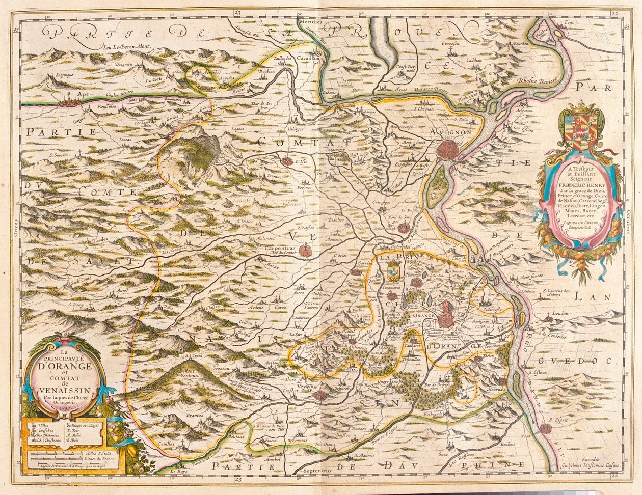 Orange ja Avignon, Willem Blaeun teoksessa "Theatrum Orbis Terrarum, sive Atlas Novus", Amsterdam. tekijältä Willem Blaeu