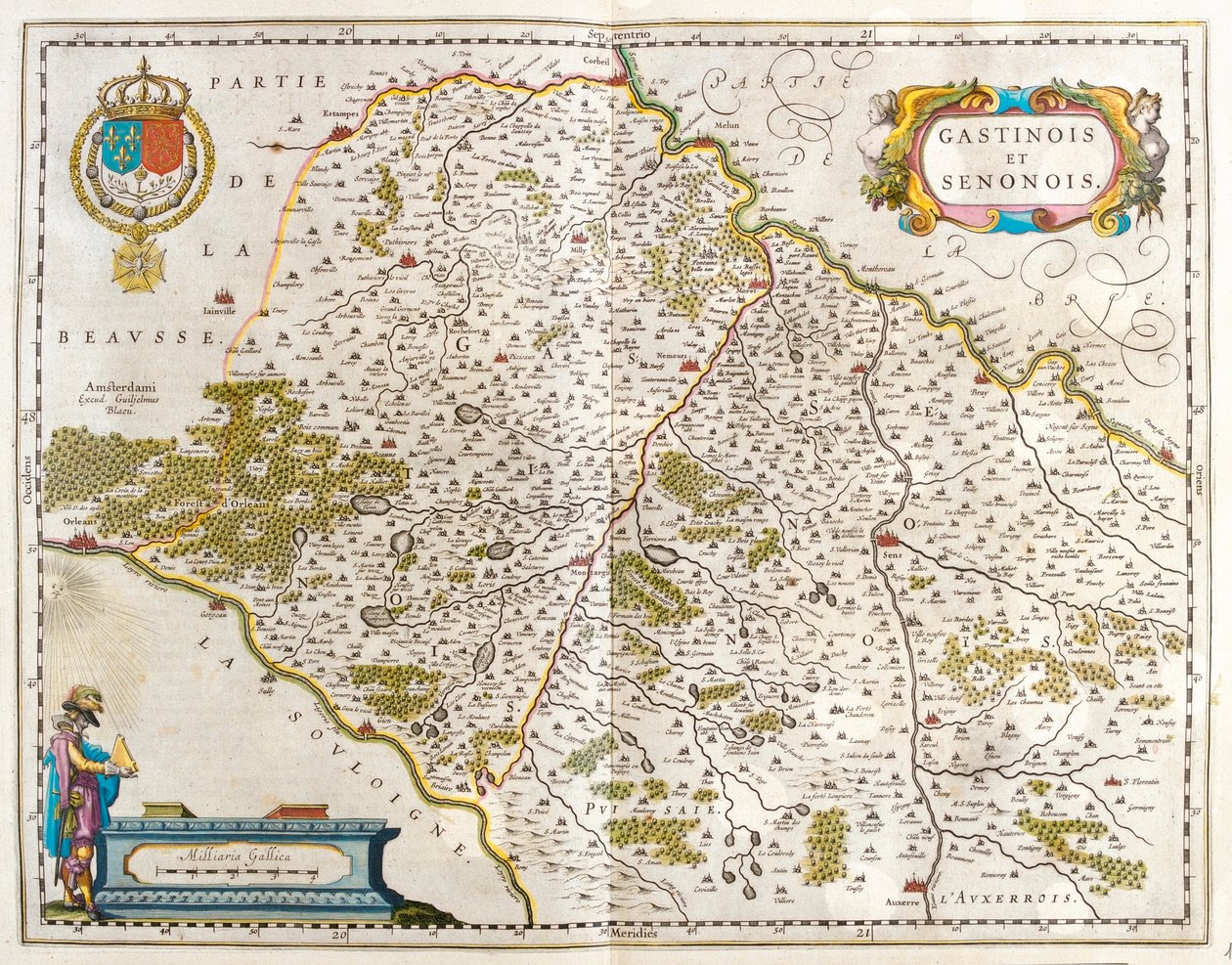Orleans - estampes - corbeil - Sens - auxerre - Loiren alue, teoksessa "Theatrum Orbis Terrarum, sive Atlas Novus", Willem Blaeu, Amsterdam. tekijältä Willem Blaeu