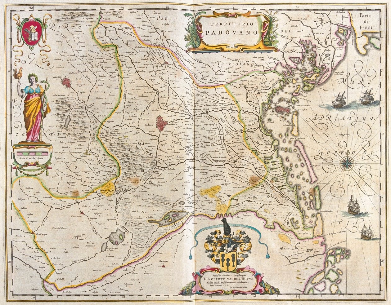 Padova, Italia, Willem Blaeun teoksessa "Theatrum Orbis Terrarum, sive Atlas Novus", Amsterdam. tekijältä Willem Blaeu