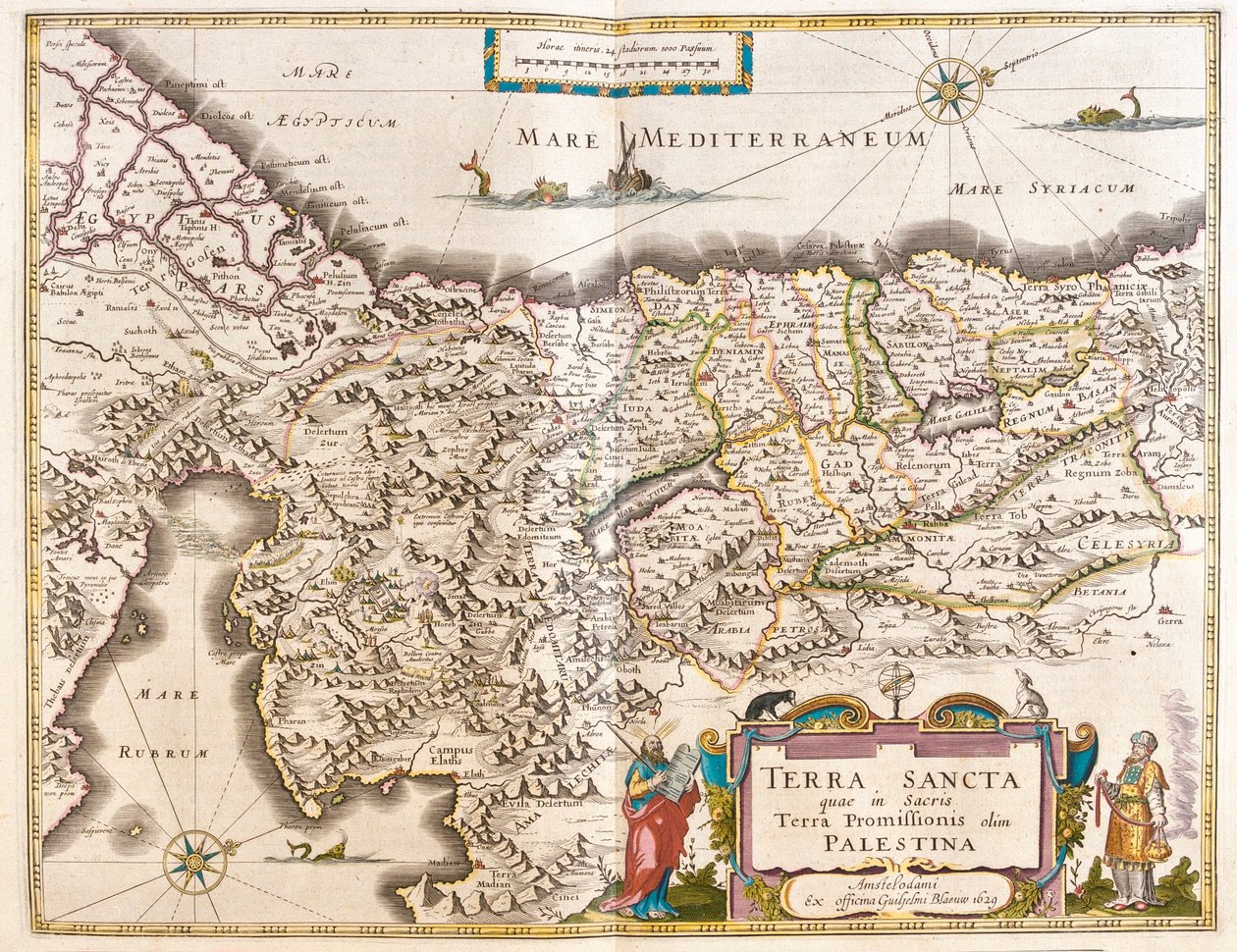 Palestiina, teoksessa "Theatrum Orbis Terrarum, sive Atlas Novus", kirjoittanut Willem Blaeu, Amsterdam. tekijältä Willem Blaeu