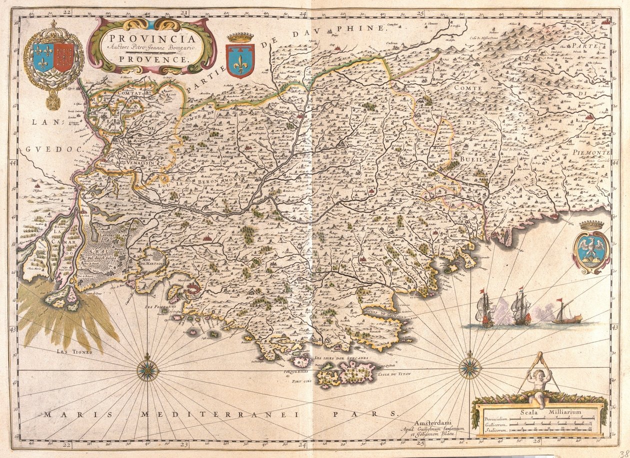 Provence, teoksessa "Theatrum Orbis Terrarum, sive Atlas Novus", Willem Blaeu, Amsterdam. tekijältä Willem Blaeu