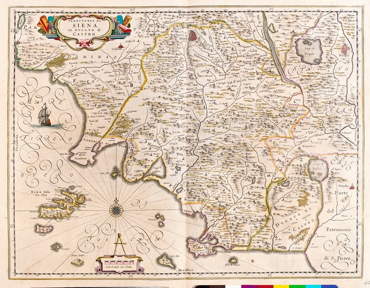 Siena, Lazio, Italia, Amsterdamin Willem Blaeun teoksessa "Theatrum Orbis Terrarum, sive Atlas Novus". tekijältä Willem Blaeu