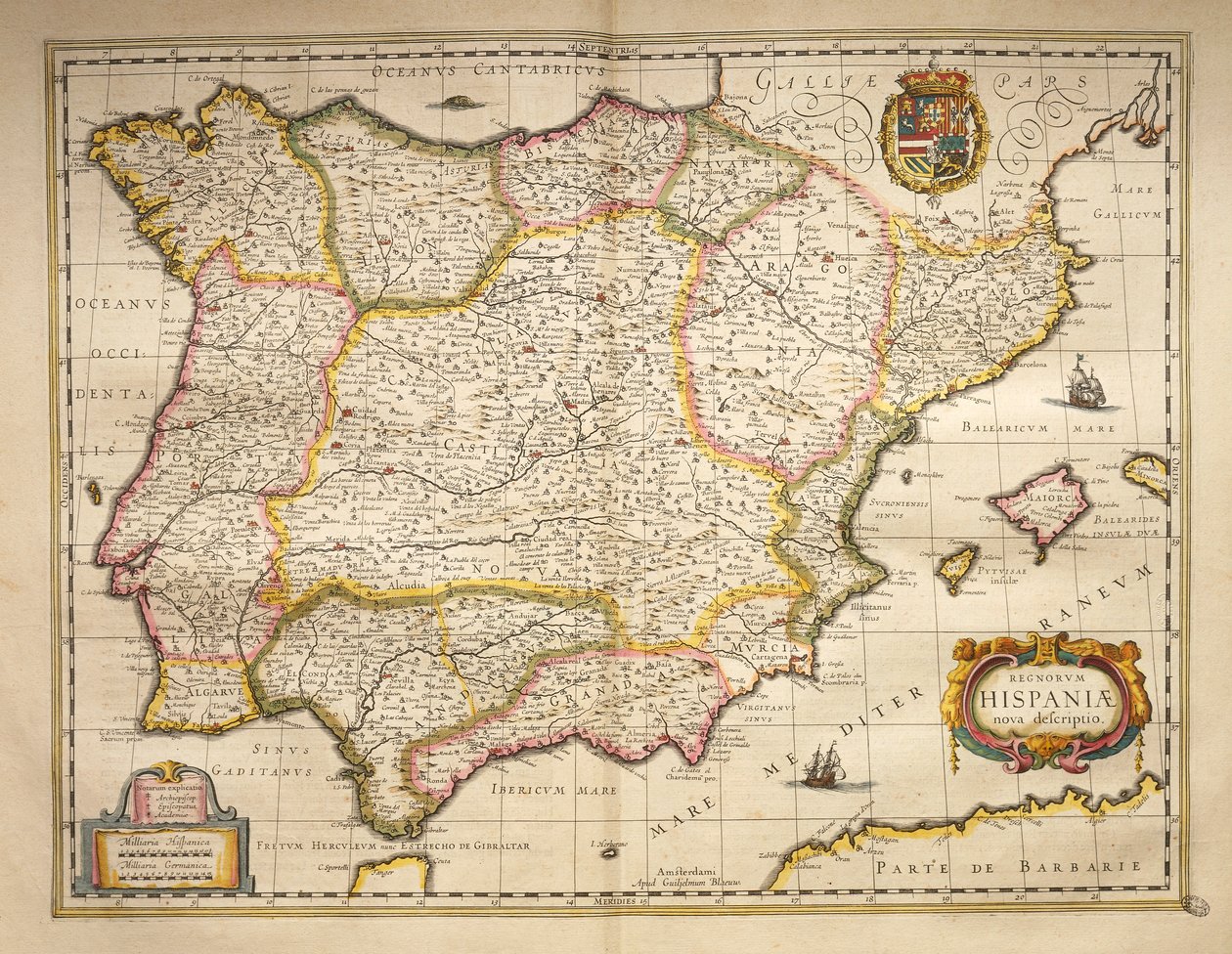 Espanja Willem Bleaun Theatrum Orbis Terrarumilta Amsterdamista tekijältä Willem Blaeu