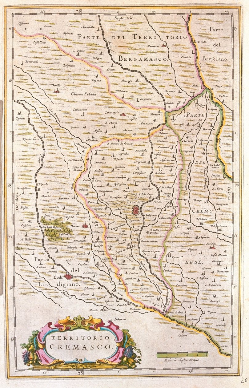 Creman alue, Italia, Willem Blaeun teoksessa "Theatrum Orbis Terrarum, sive Atlas Novus", Amsterdam. tekijältä Willem Blaeu