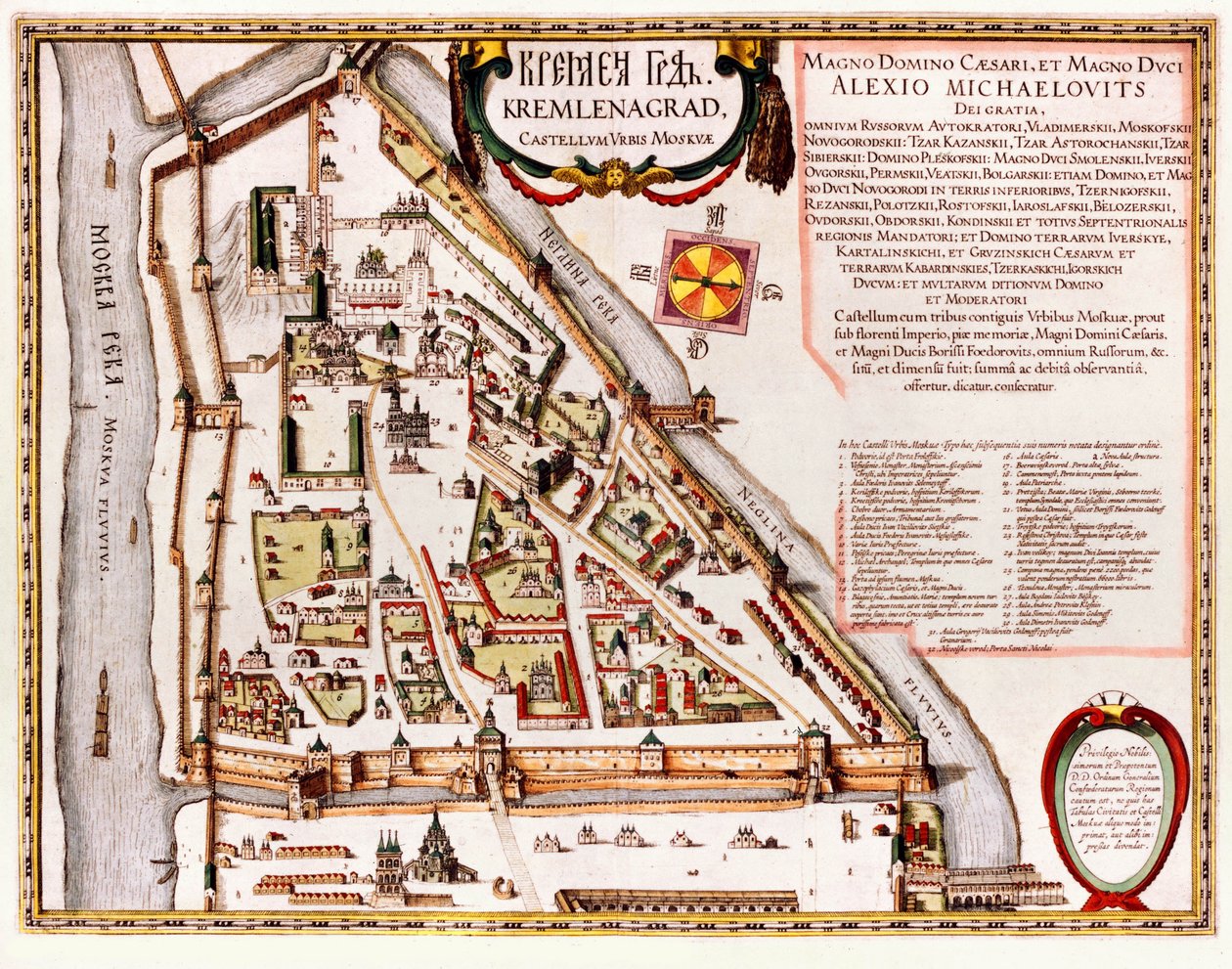 Moskovan Kremlin kartta 1500-luvulta tekijältä Willem Blaeu