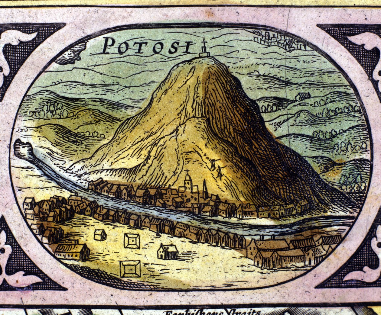 Potosín (Bolivia) hopeakaivokset William Blaeun Atlasin jälkeen tekijältä Willem Blaeu