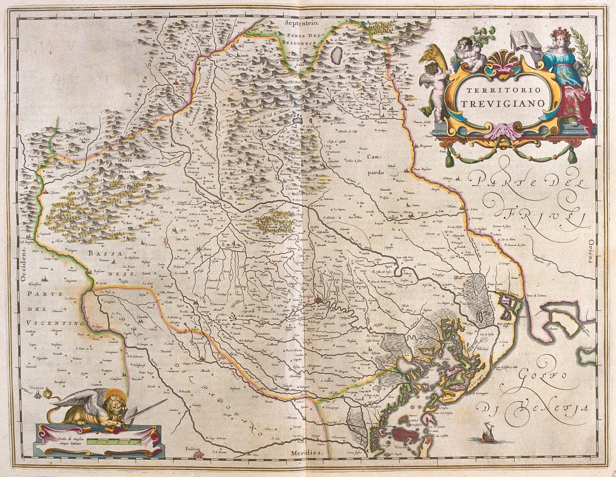 Treviso, Italia, Willem Blaeun teoksessa "Theatrum Orbis Terrarum, sive Atlas Novus", Amsterdam. tekijältä Willem Blaeu