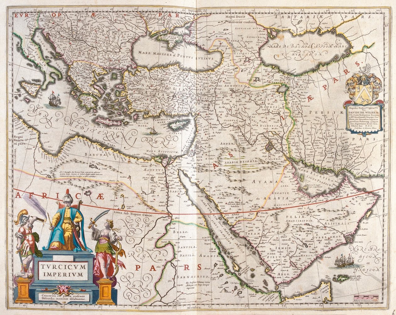 Turkin valtakunta, teoksessa "Theatrum Orbis Terrarum, sive Atlas Novus", Willem Blaeu, Amsterdam. tekijältä Willem Blaeu