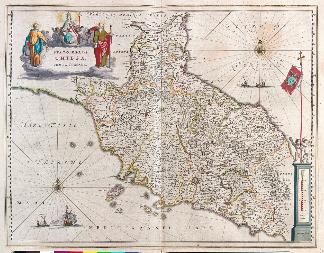 Toscana ja Vatikaani, Italia, Willem Blaeun teoksessa "Theatrum Orbis Terrarum, sive Atlas Novus", Amsterdam. tekijältä Willem Blaeu