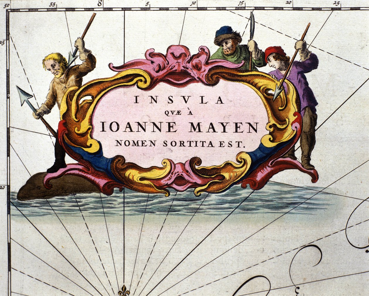 Valaanmetsästäjät on kuvattu William Blaeun Atlasin taululle, joka painettiin Amsterdamissa vuonna 1656. tekijältä Willem Blaeu