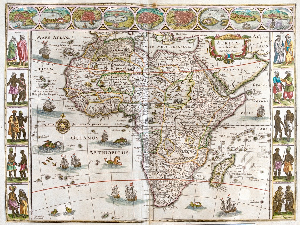 Afrikka, teoksessa "Theatrum Orbis Terrarum, sive Atlas Novus", kirjoittanut Willem Blaeu, Amsterdam. tekijältä Willem Blaeu