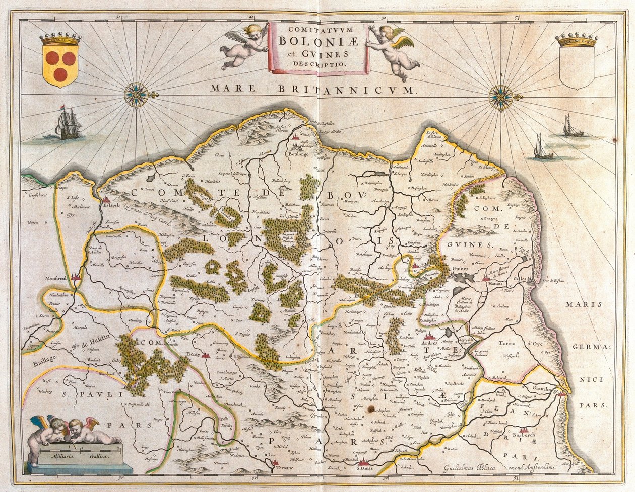 brique, calais, grevellinge, teoksessa "Theatrum Orbis Terrarum, sive Atlas Novus", Willem Blaeu, Amsterdam. tekijältä Willem Blaeu