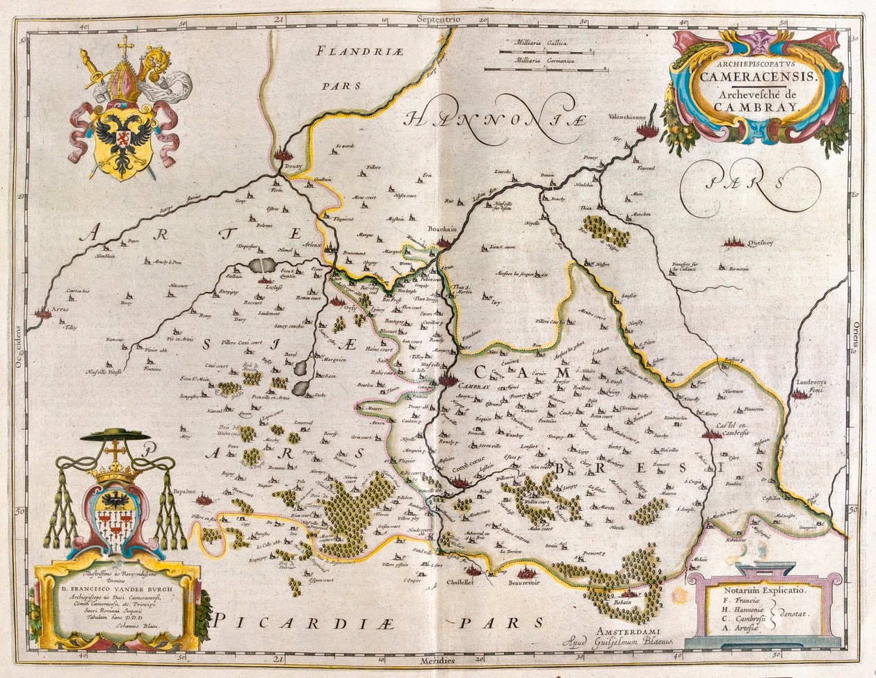 cambrey, crevecoeur, bouchain, teoksessa "Theatrum Orbis Terrarum, sive Atlas Novus", Willem Blaeu, Amsterdam. tekijältä Willem Blaeu