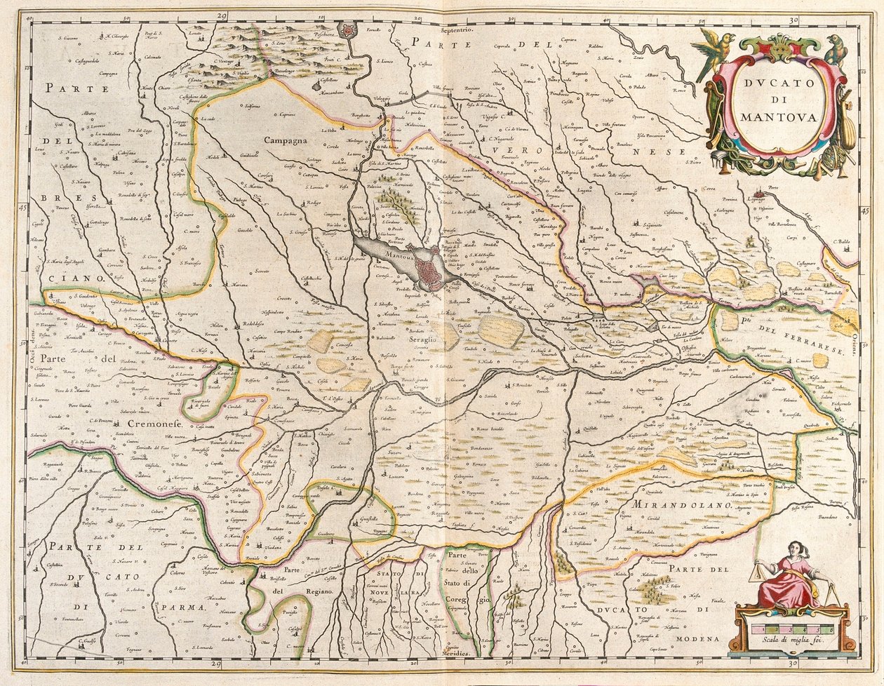 Mantovan kaupunki, Italia, Willem Blaeun teoksessa "Theatrum Orbis Terrarum, sive Atlas Novus", Amsterdam. tekijältä Willem Blaeu