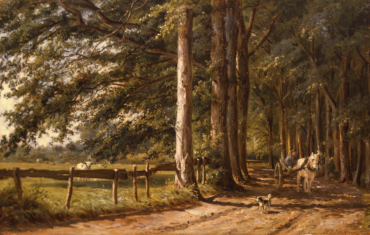 Hevoskärryt maalaiskadulla, 1800-luku tekijältä Willem Carel Nakken