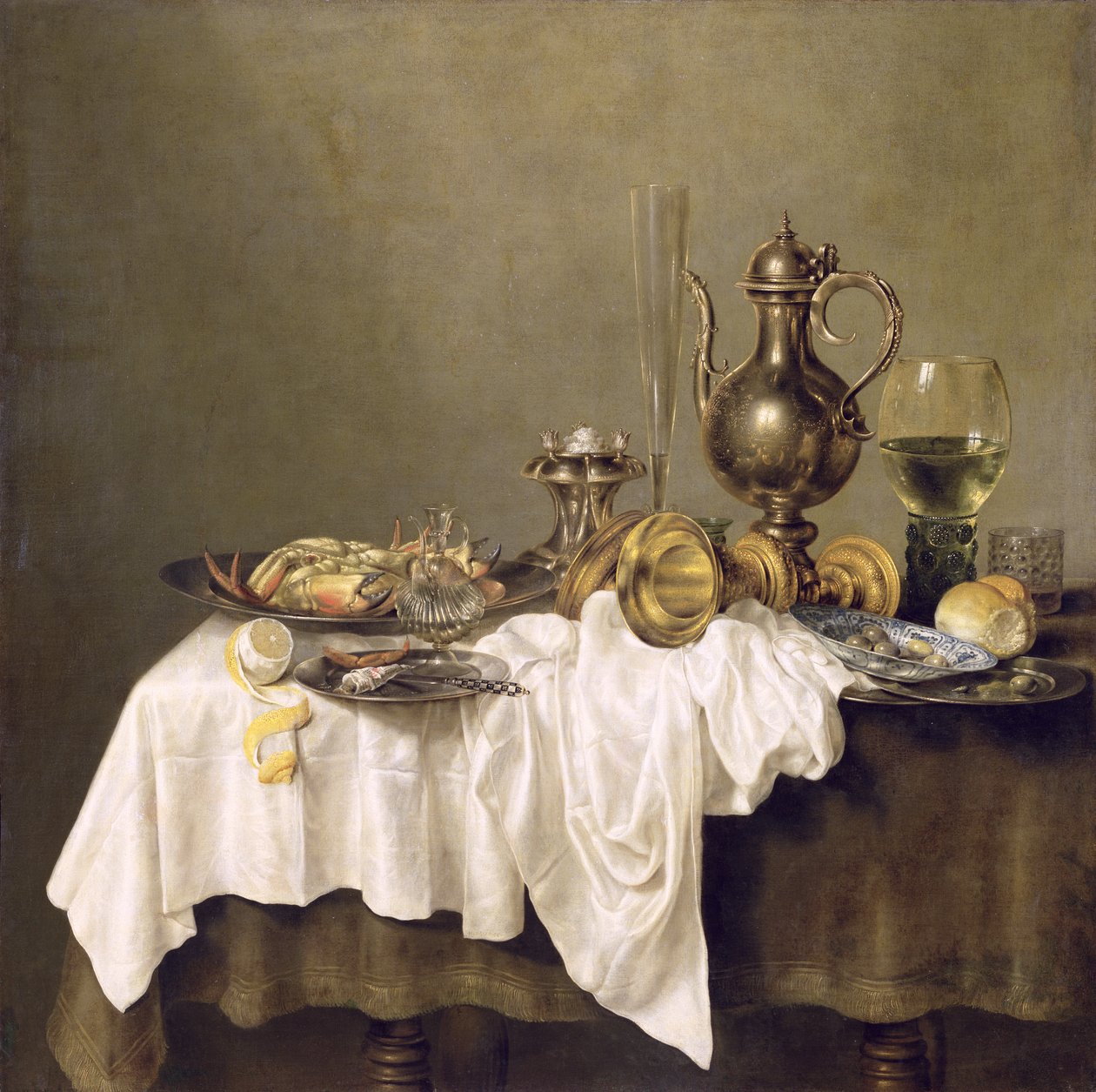 Aamiainen rapun kanssa, 1648 tekijältä Willem Claesz. Heda