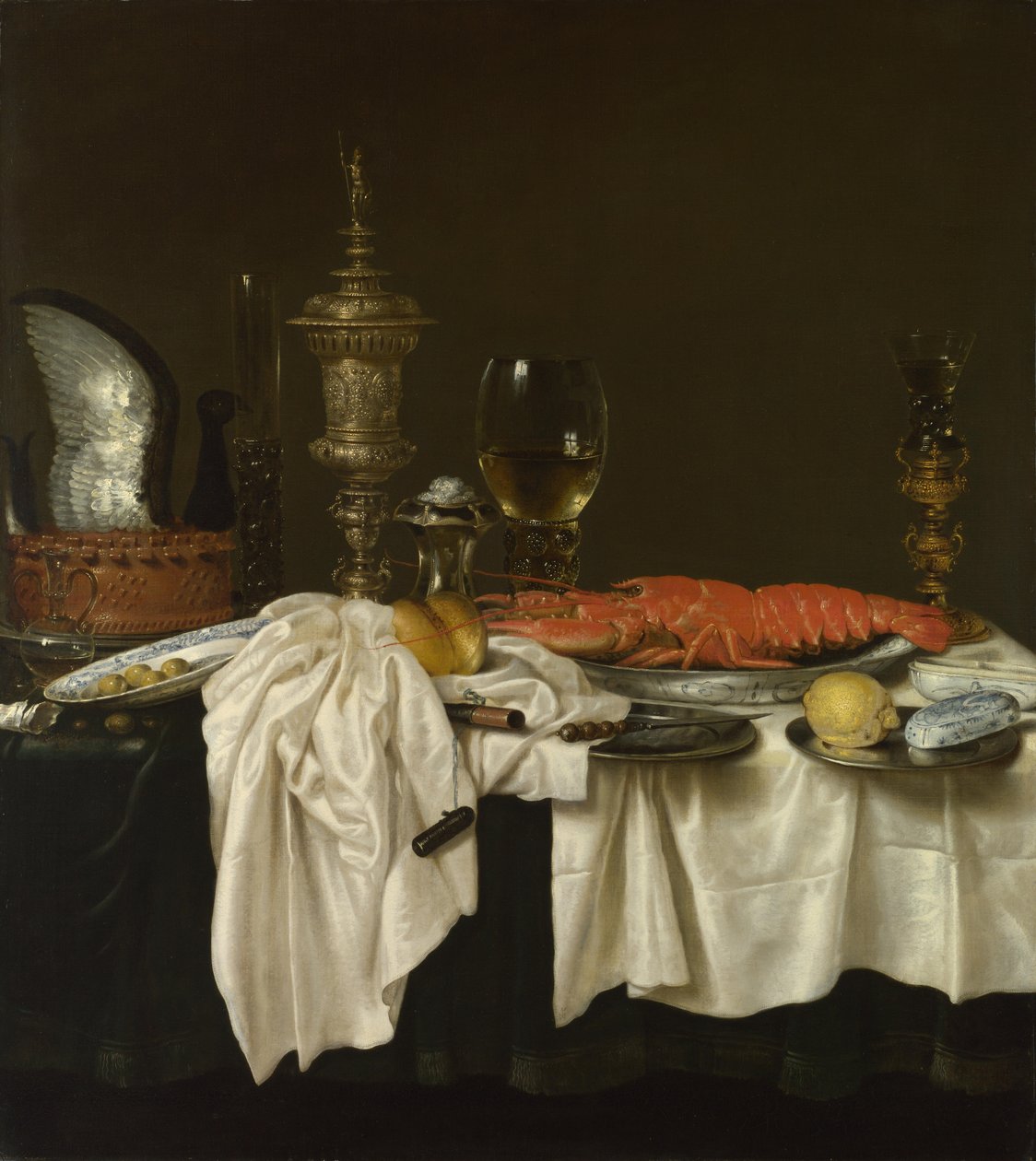 Asetelma hummerin kanssa, c. 1650-1660 tekijältä Willem Claesz. Heda