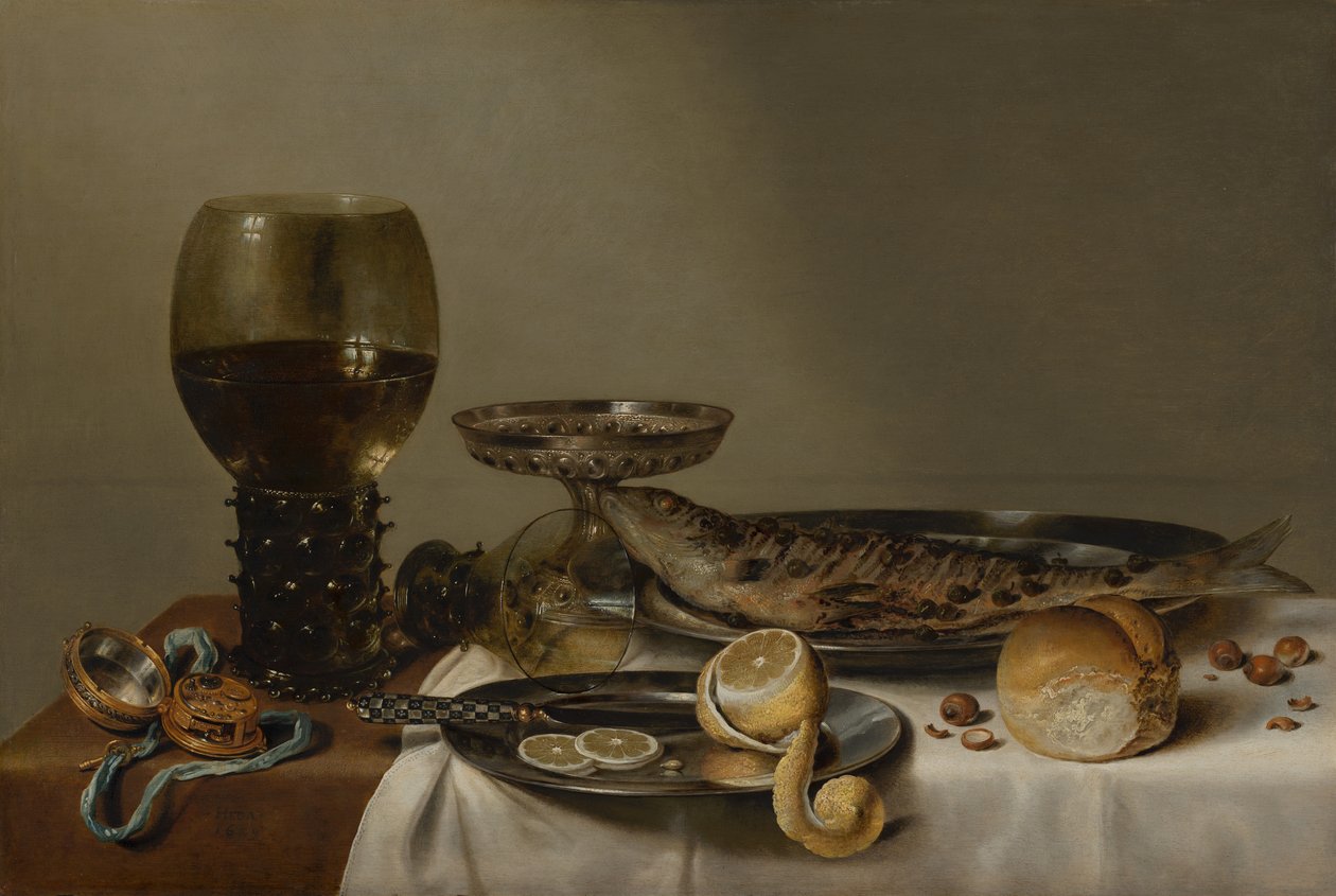 Asetelma Roemer ja katsella tekijältä Willem Claesz. Heda