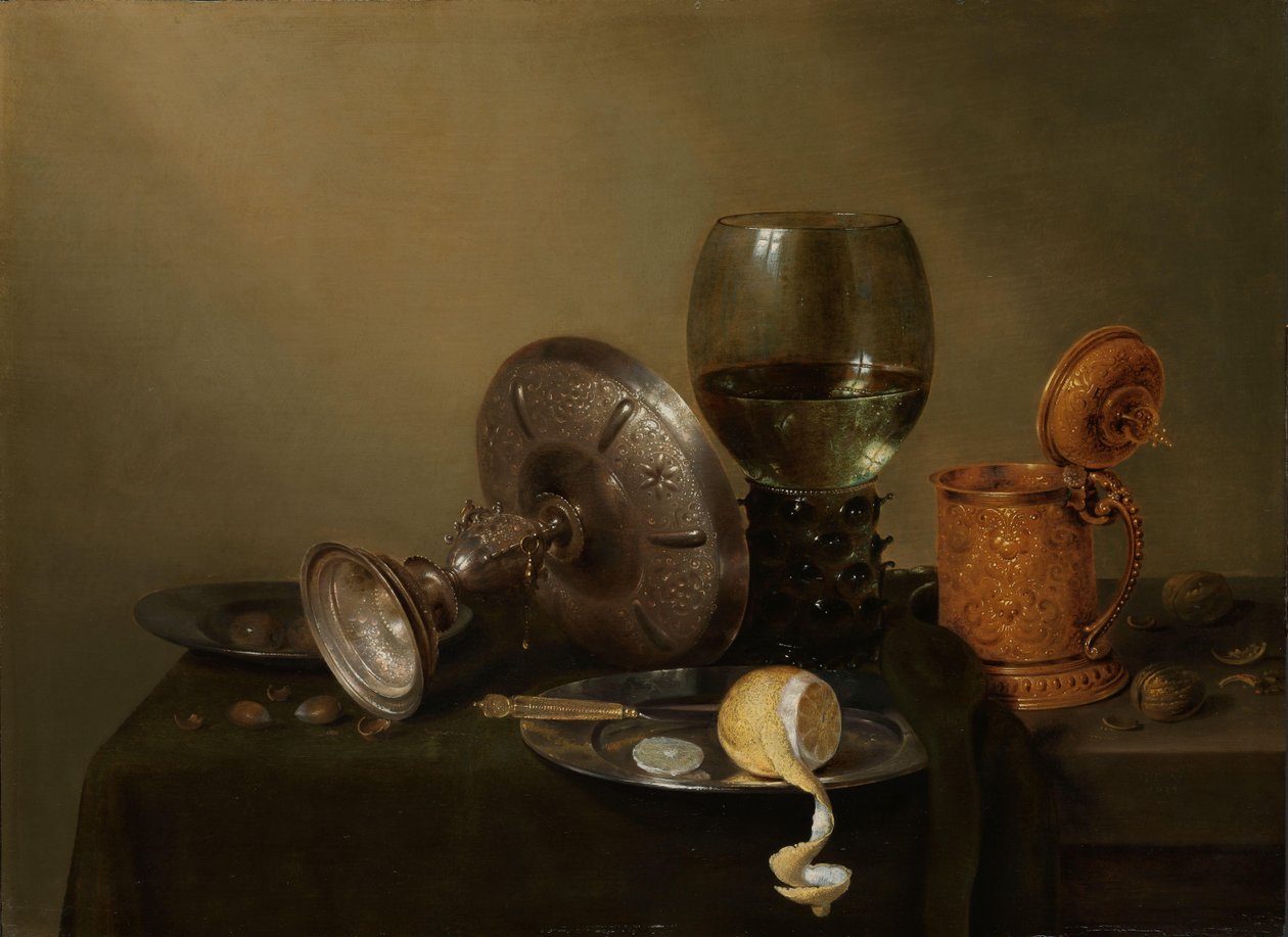Asetelma kullatulla Beer Tankardilla tekijältä Willem Claesz. Heda