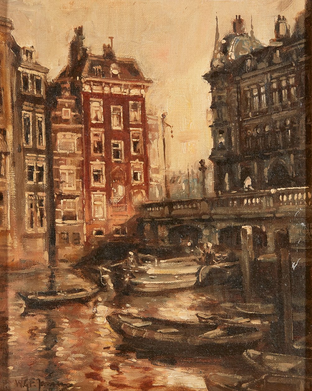 Silta kanavan yli, Rotterdam (öljy kankaalle) tekijältä Willem Georg Frederik Jansen