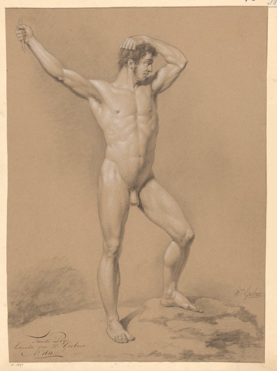 Seisova miesalasti edestä katsottuna (2. palkinto 1811) tekijältä Willem Grebner