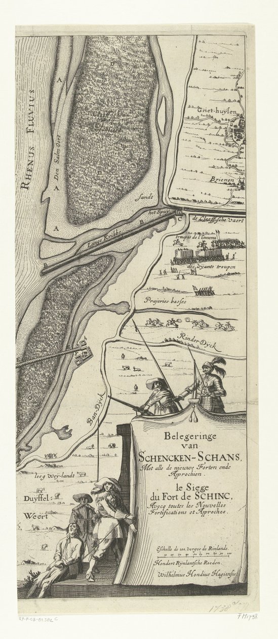 Beleg van Schenckenschans (oikea sivu), 1635 Schencken-Schansin piiritys, kaikki uudet linnoitukset ja lähestymistavat tekijältä Willem Hondius