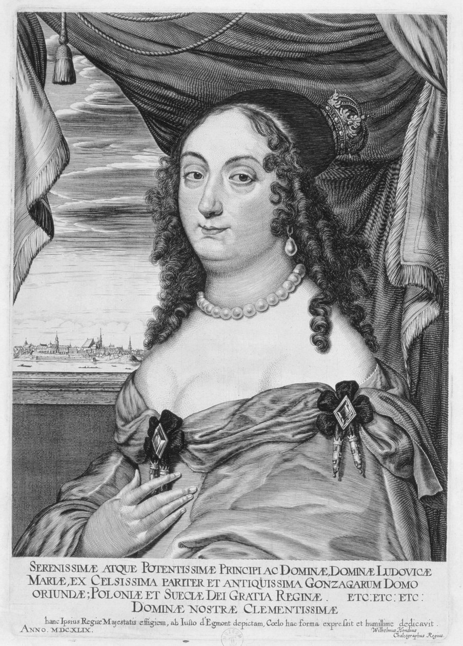 Maria Ludwiga Gonzaga (1611-67) Puolan kuningatar, 1649 tekijältä Willem Hondius