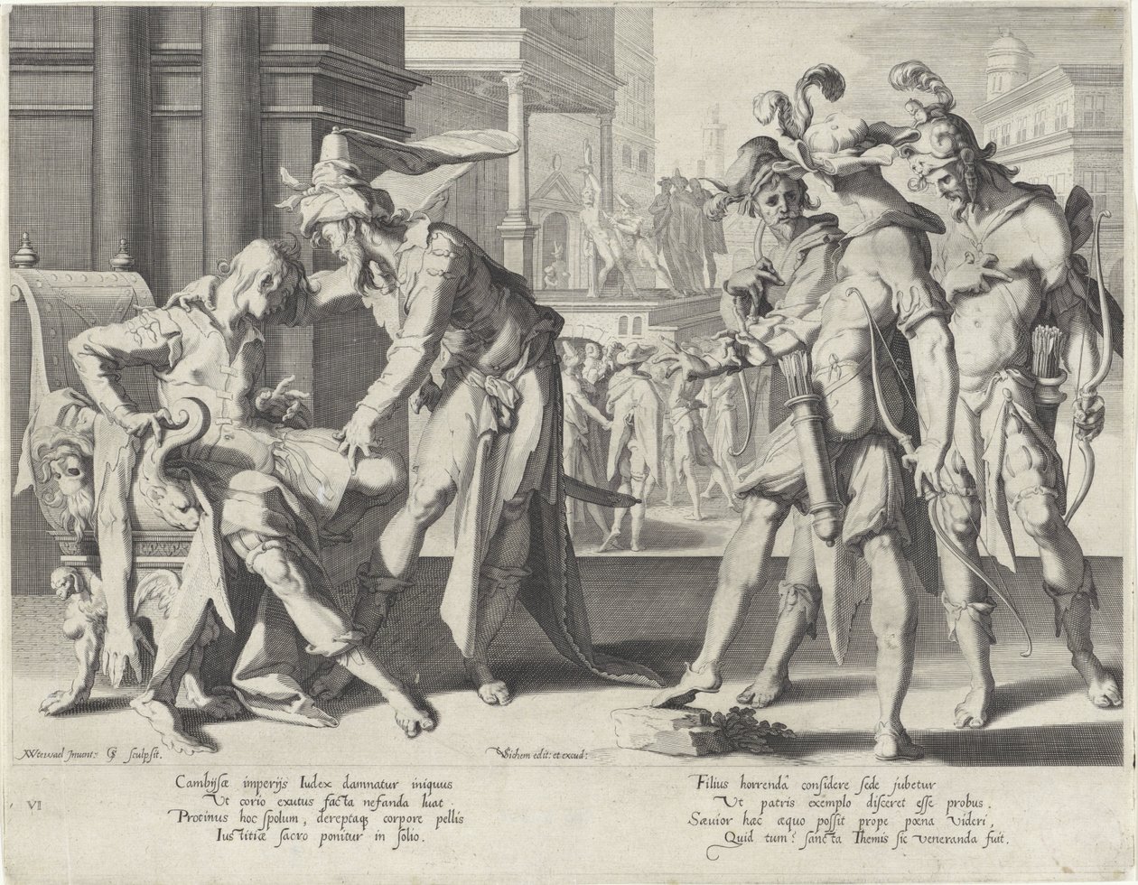 Oordeel van Cambyses Throne of Justice (sarjan nimi) tekijältä Willem Isaacsz. van Swanenburg