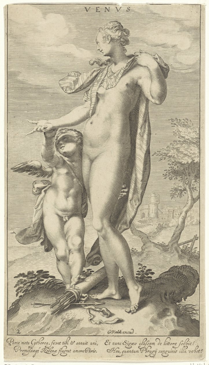 Venus ja Cupid Venus (otsikko esineessä) Pariisin tuomio (sarjan nimi) tekijältä Willem Isaacsz. van Swanenburg