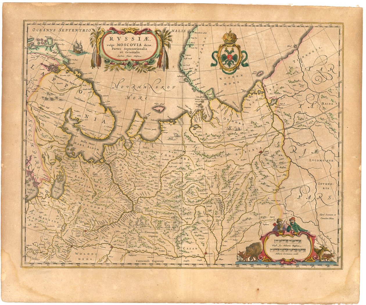 Venäjän kartta Lähde: Maailmankartta, 1645 tekijältä Willem Janszoon Blaeu