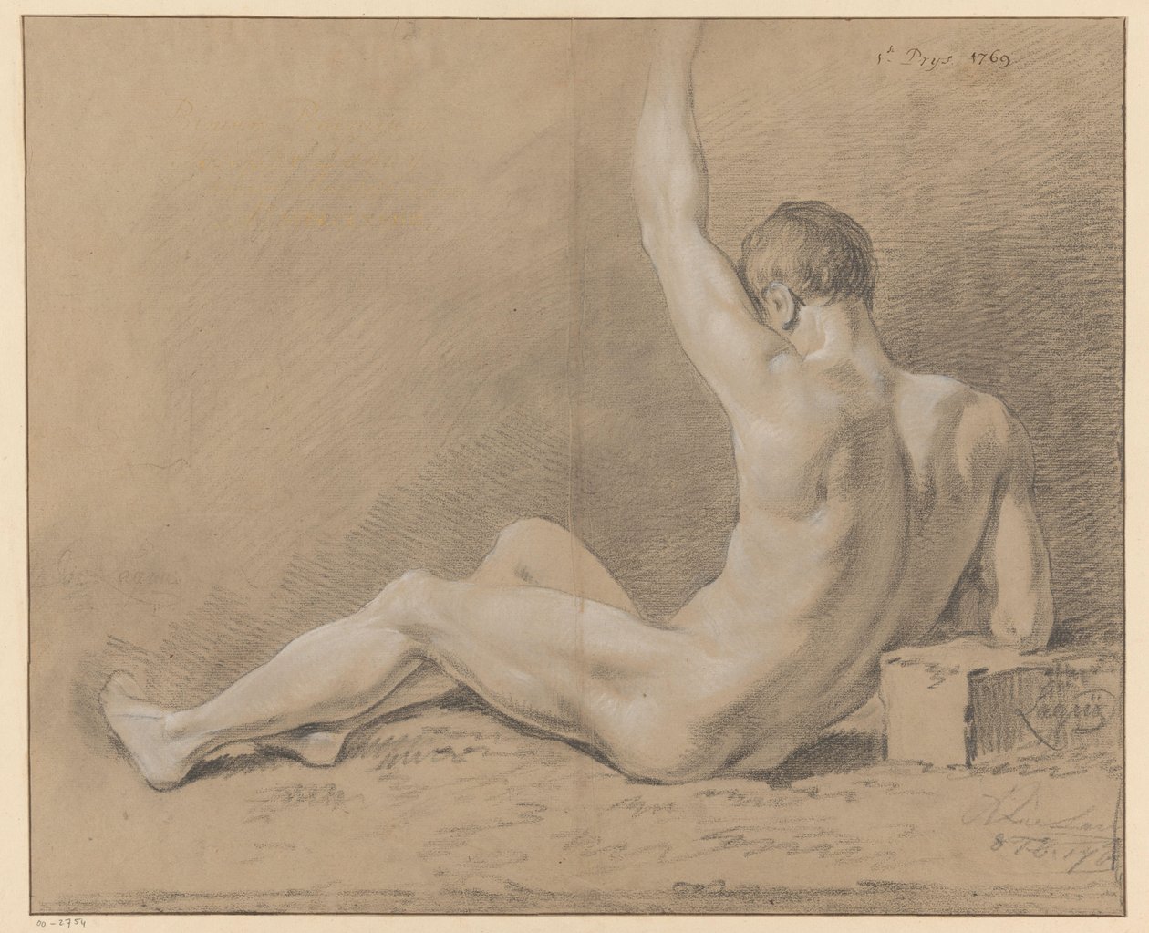 istuva alaston mies, takaa katsottuna (1. palkinto 1769) tekijältä Willem Joseph Laquy