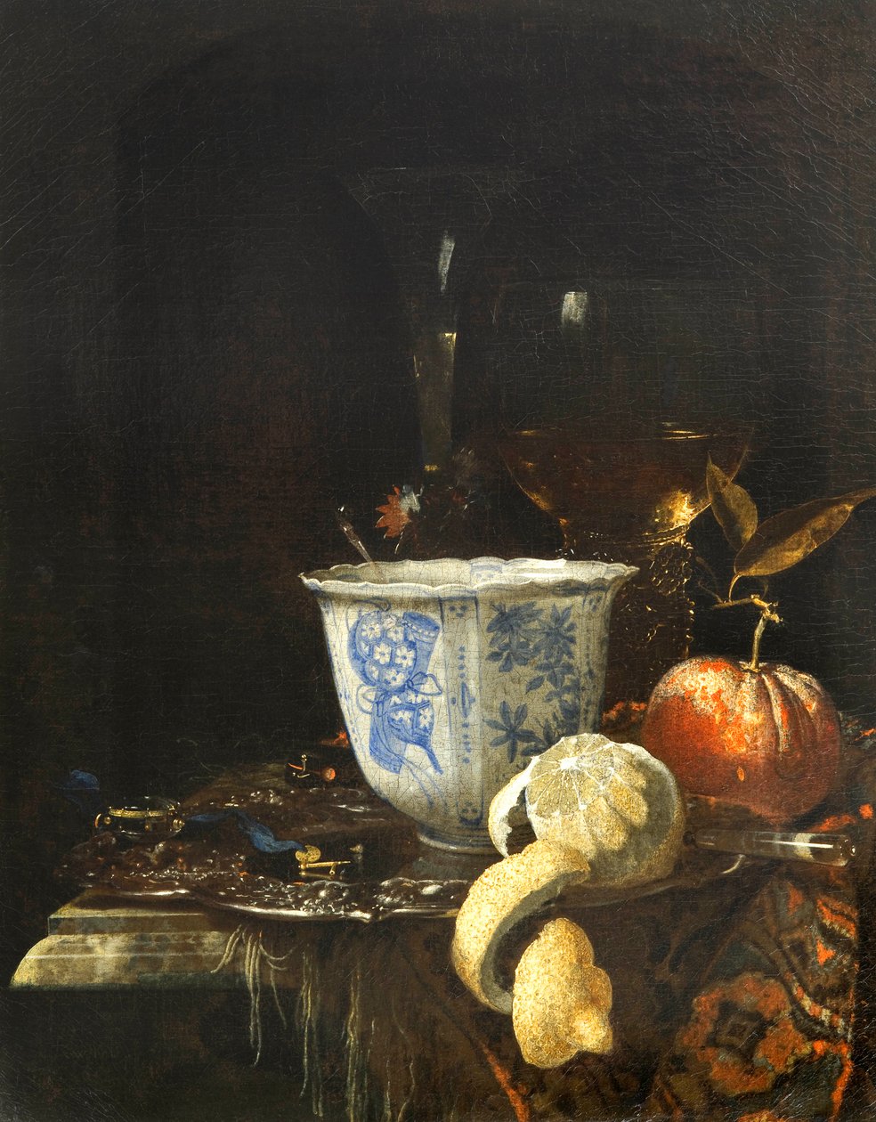 "Asetelma kiinalaisella posliinikulholla" Willem Kalfin (1619-1693) maalaus Öljy kankaalle, 52,5x41,8 - Fondation Custodia tekijältä Willem Kalf