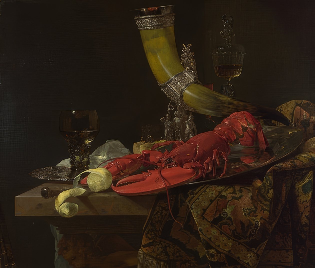Asetelma juomatorvin kanssa. Noin 1653 tekijältä Willem Kalf