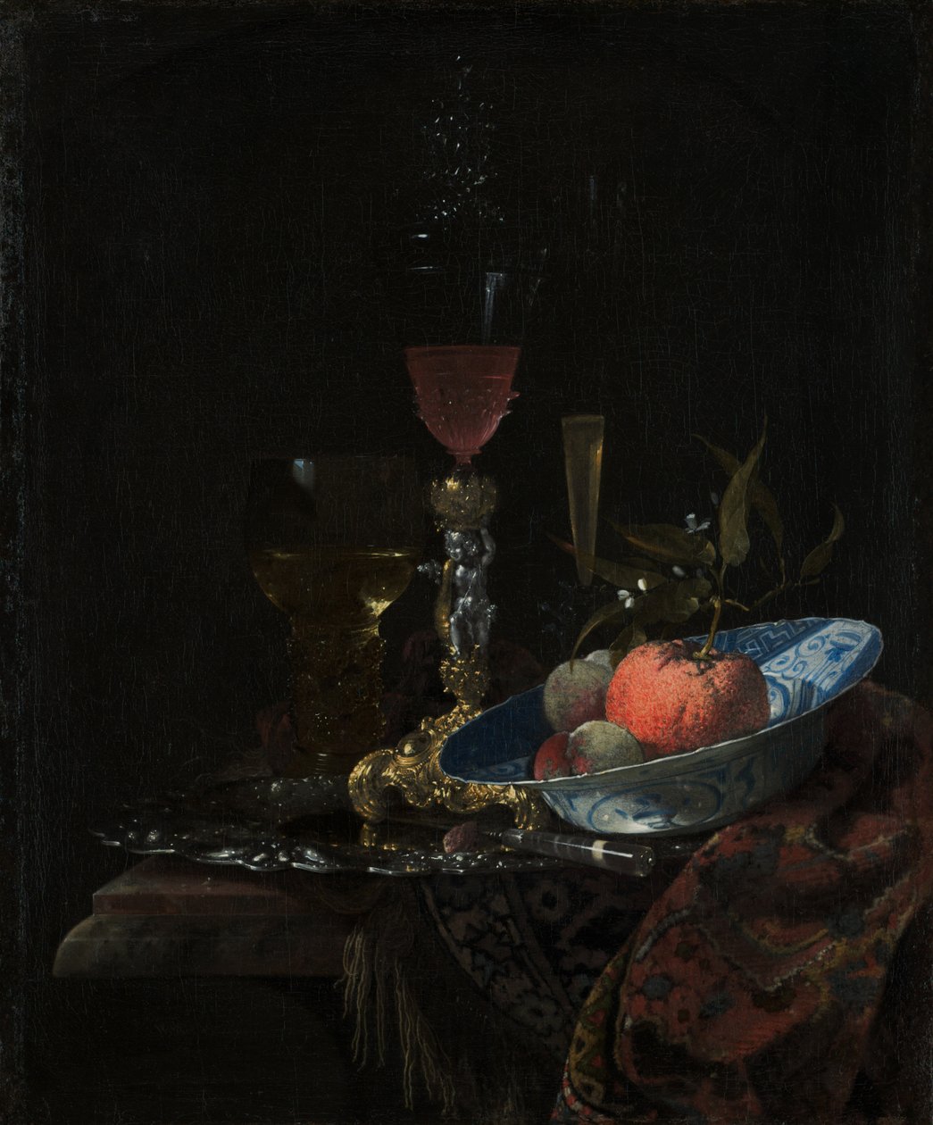 Viinilasi ja kulhollinen hedelmää, 1663 tekijältä Willem Kalf
