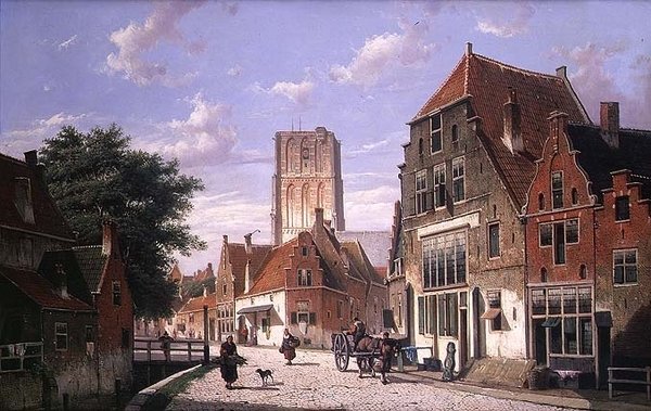 Street Scene Amsterdamissa tekijältä Willem Koekkoek