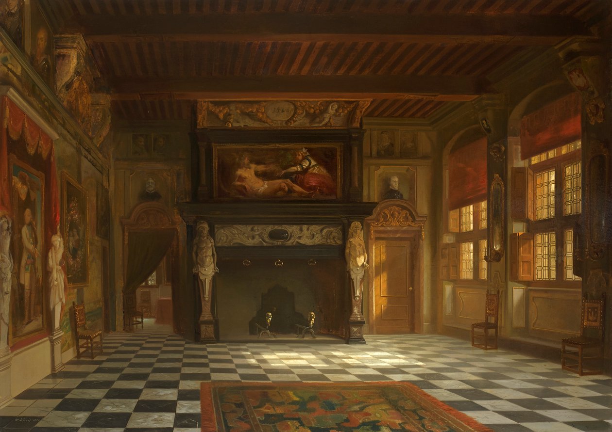 Hääsali Town Hall Stadhuisissa Antwerpenissä, 1852. tekijältä Willem Linnig the Elder