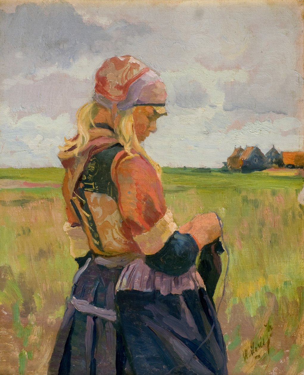 Nuori tyttö maisemassa [tai hollantilainen tyttö], n. 1892-1894 (öljy kankaalle) tekijältä Willem Maris