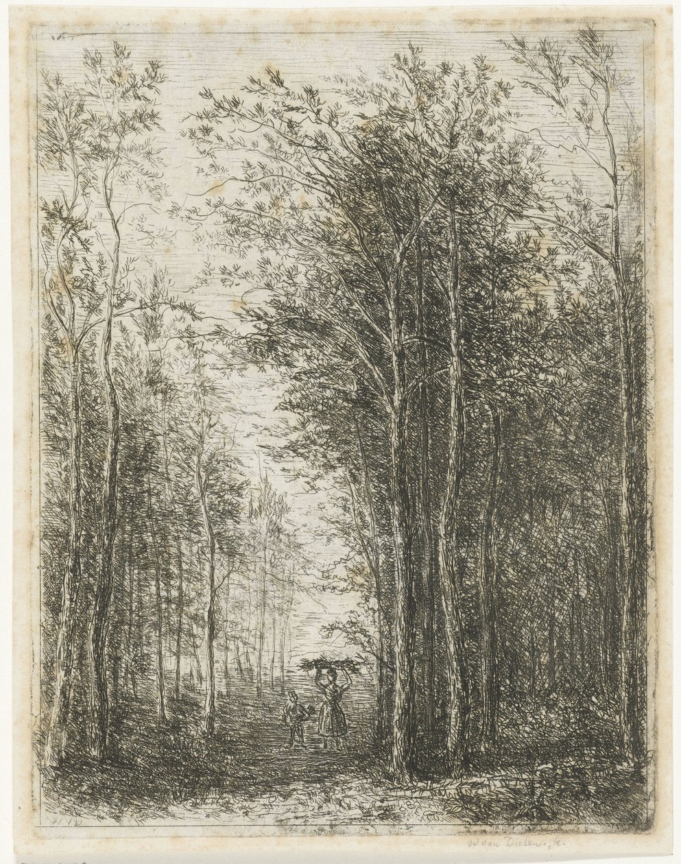 Metsämaisema puunkeräilijöillä tekijältä Willem Matthias Jan van Dielen