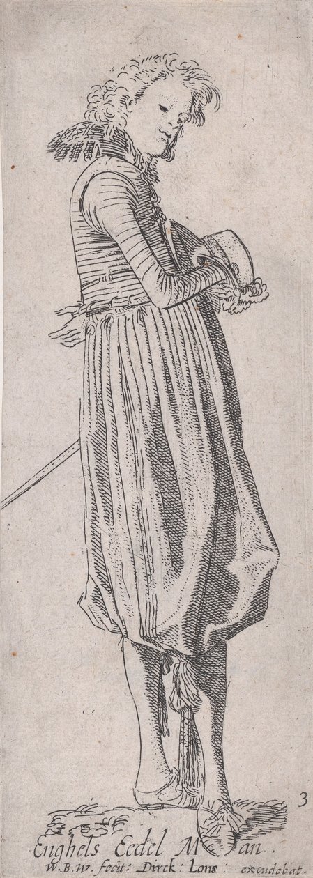 Englantilainen aatelismies, eri maiden aatelisista, levy 3, n. 1615. tekijältä Willem Pietersz. Buytewech