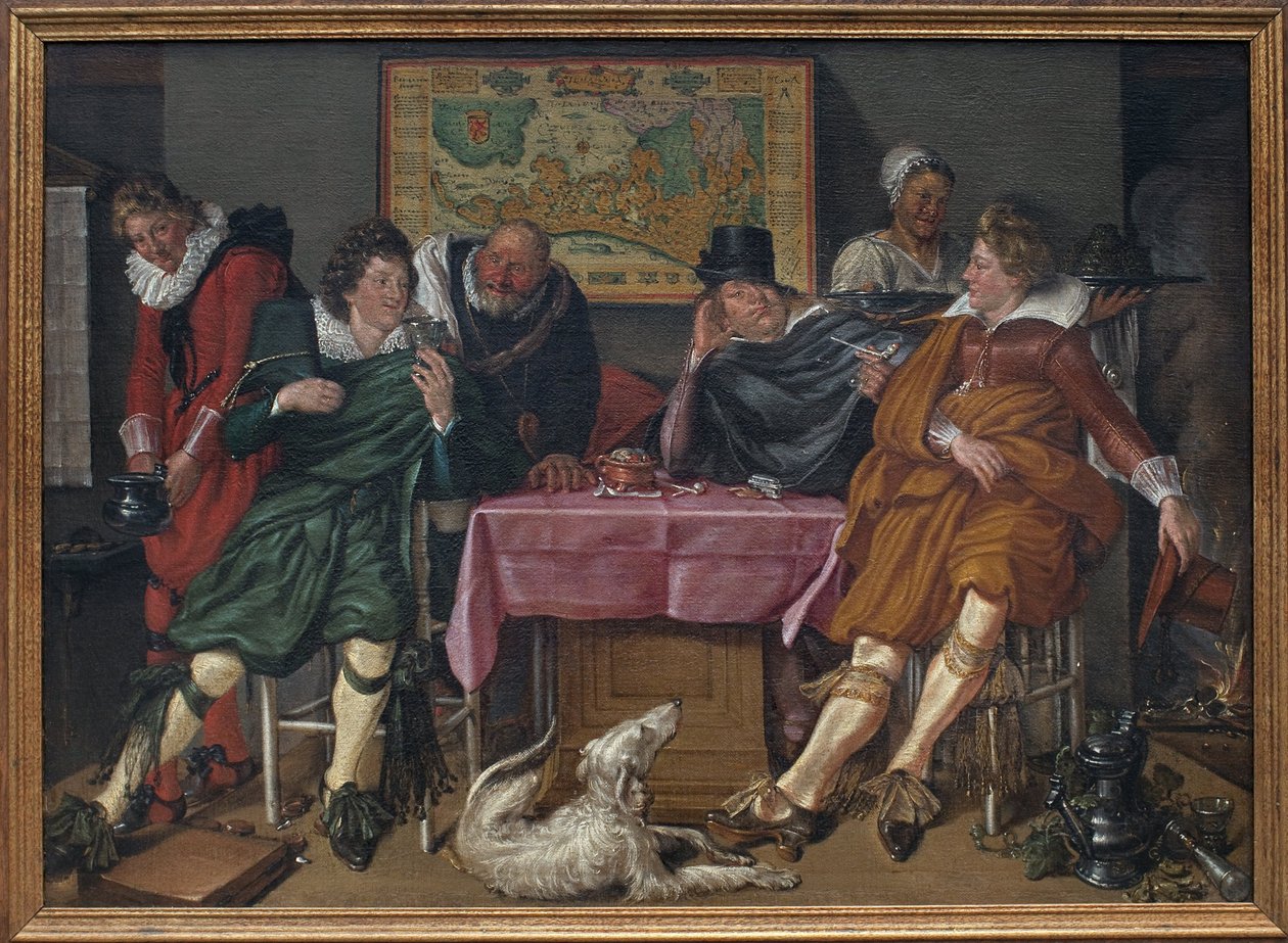 Iloinen seura. Willem Pietersz Buytewechin (1591 tai 1592-1624) maalaus, öljy kankaalle, noin 1620. Hollantilainen taide tekijältä Willem Pietersz Buytewech