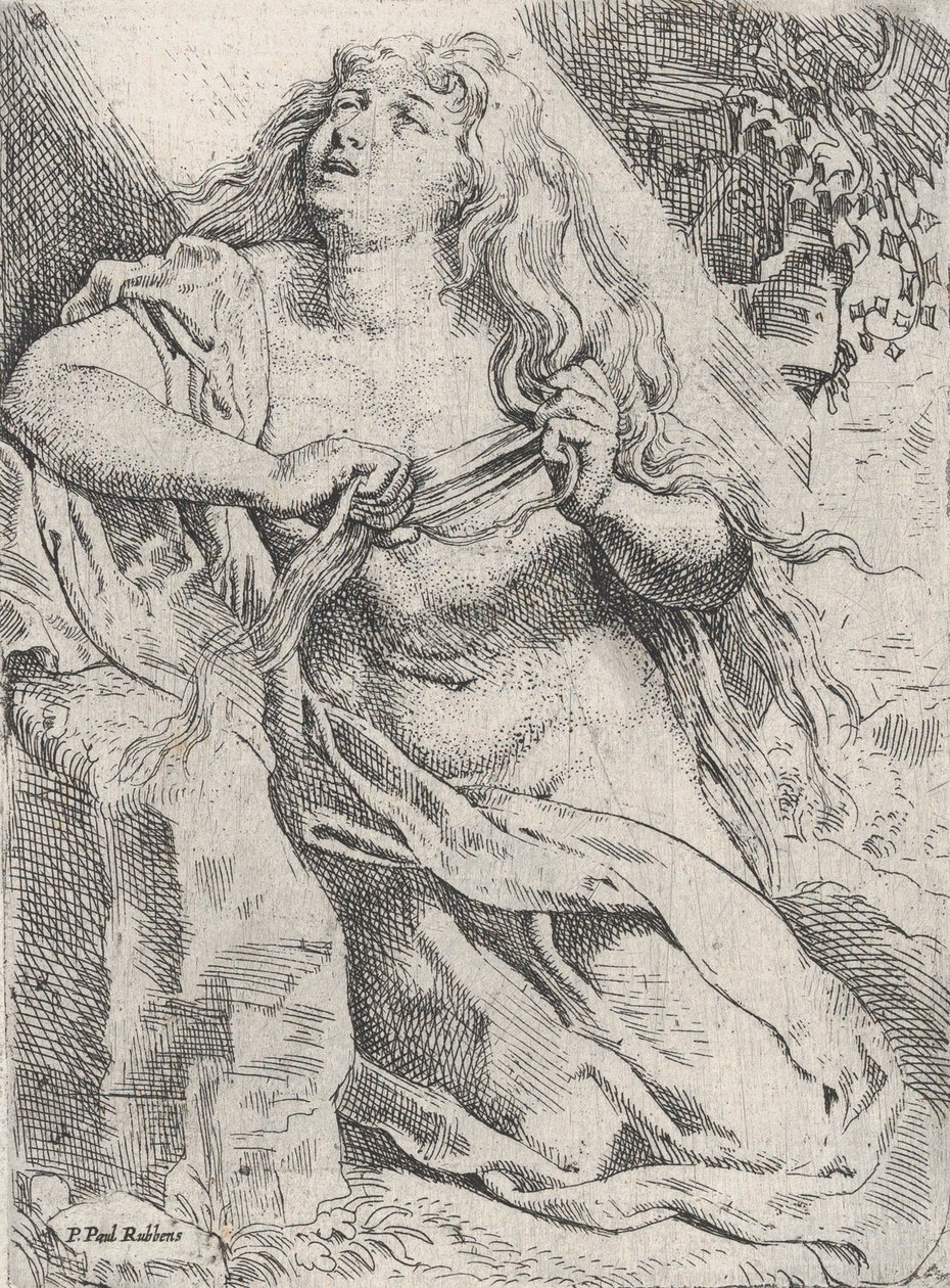 Maria Magdalena erämaassa, n. 1613-14. tekijältä Willem Pietersz. Buytewech