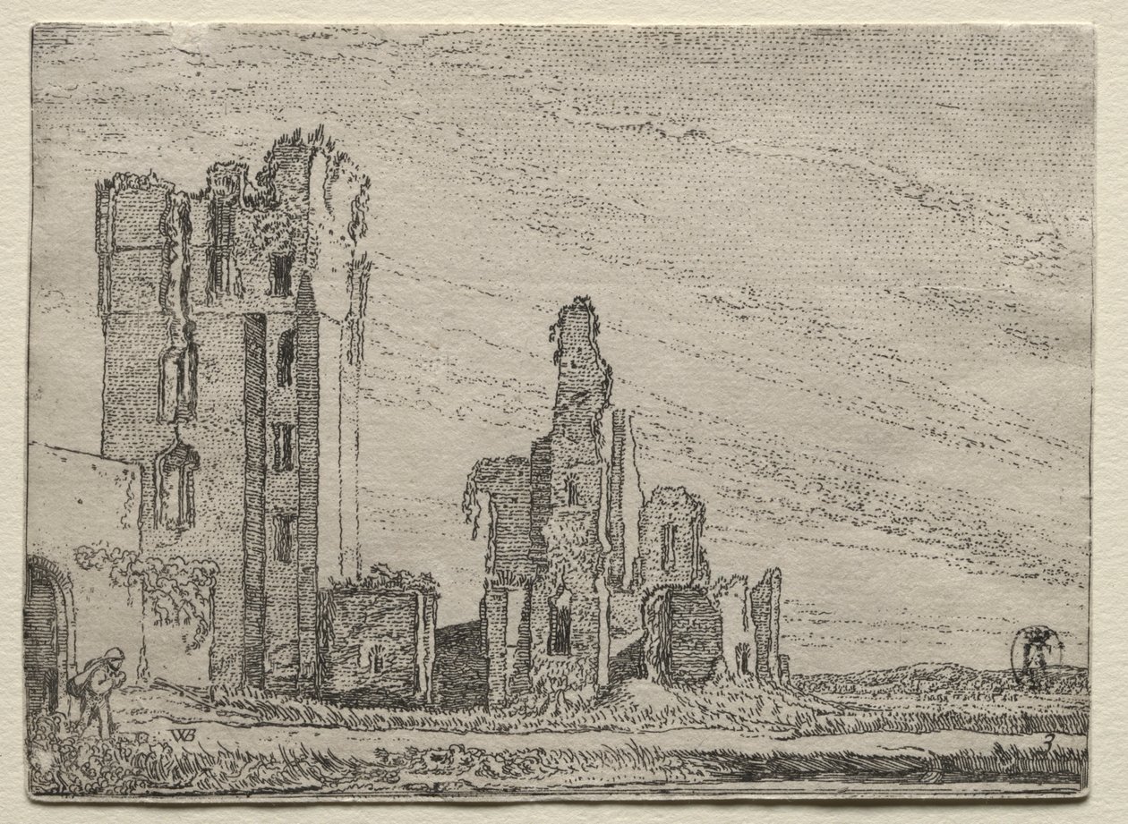 Huys Te Kleefin linnan rauniot lähellä Haarlemia, n. 1616. tekijältä Willem Pietersz Buytewech