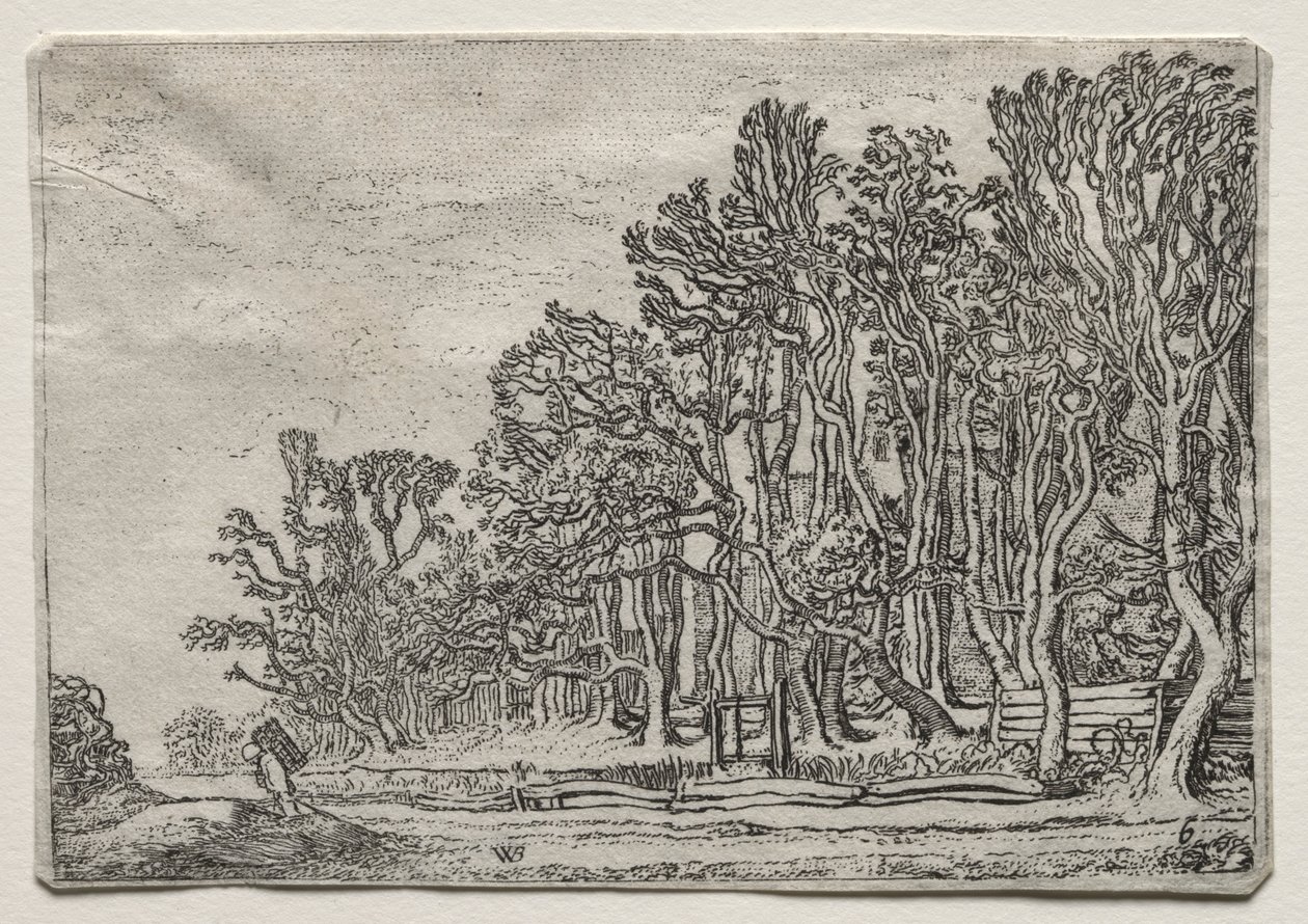Maisemasarja: Kaksi lankkkuaitaa, 1616. tekijältä Willem Pietersz Buytewech