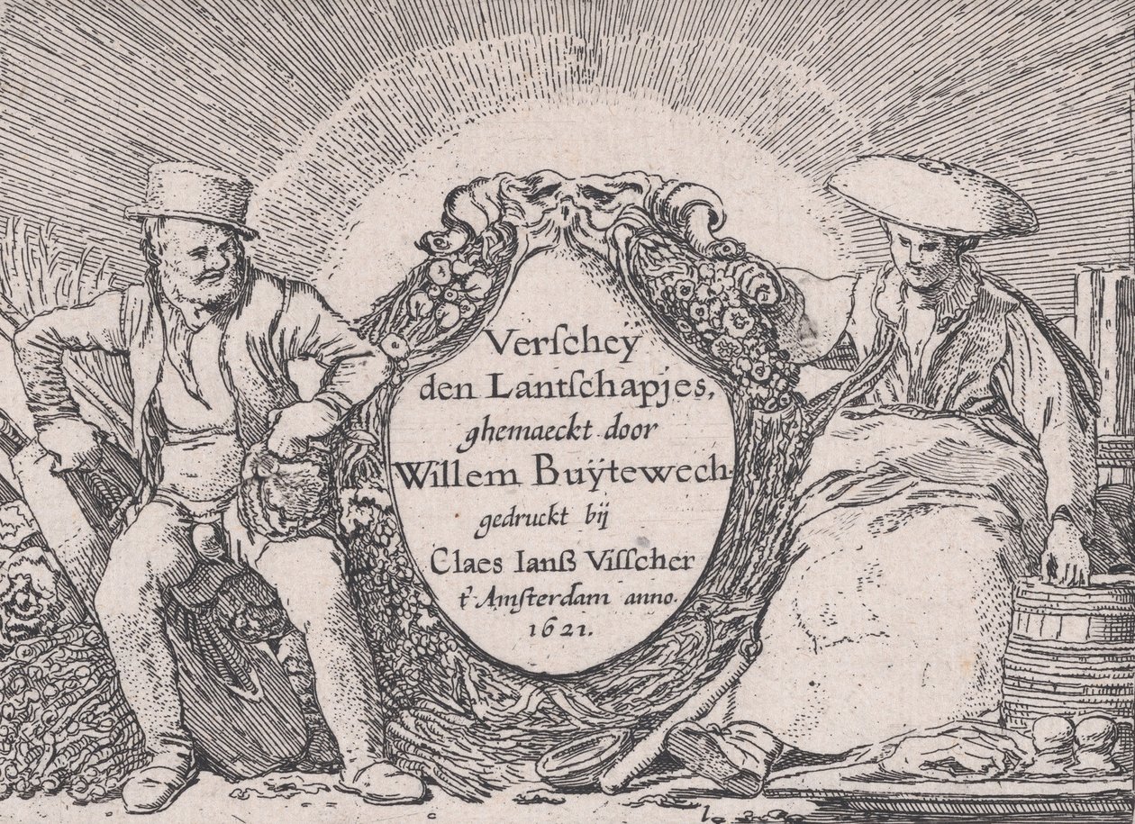 Nimilehti, Verscheyden Landtschapjes Various Little Landscapes, levy 1, n. 1616, tekijältä Willem Pietersz. Buytewech
