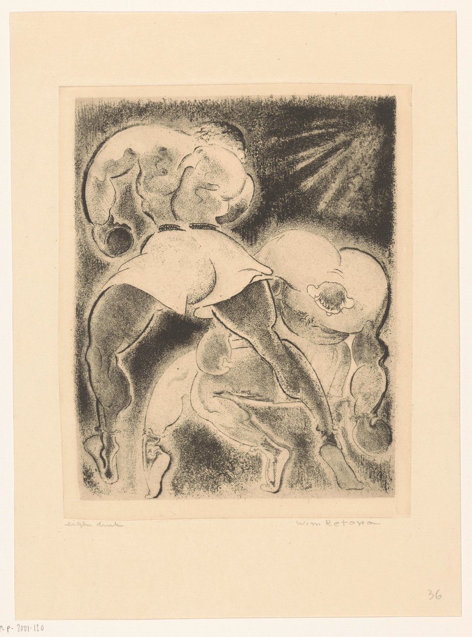 Kaksi nyrkkeilijää tekijältä Willem Retera (signed by artist)