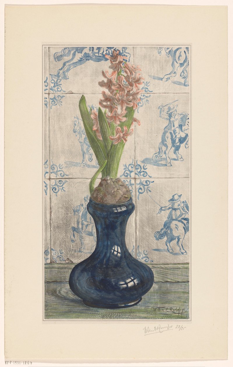 Hyasintti lasimaljakossa tekijältä Willem Roelofs (II) (signed by artist)
