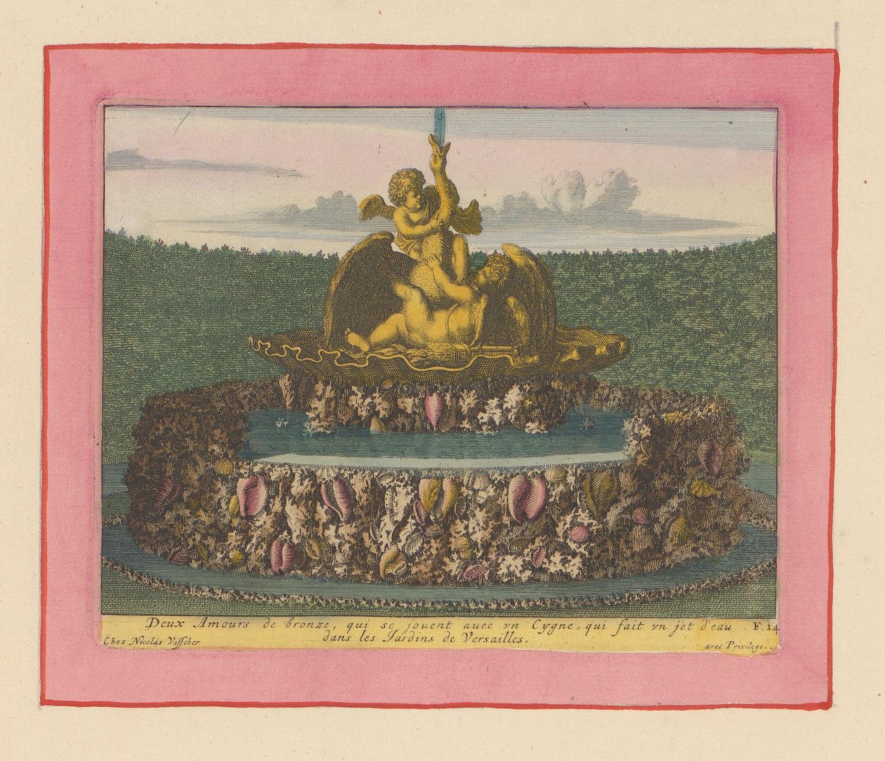 Brunnen mit zwei Putti, die mit einem Schwan spielen tekijältä Willem Swidde