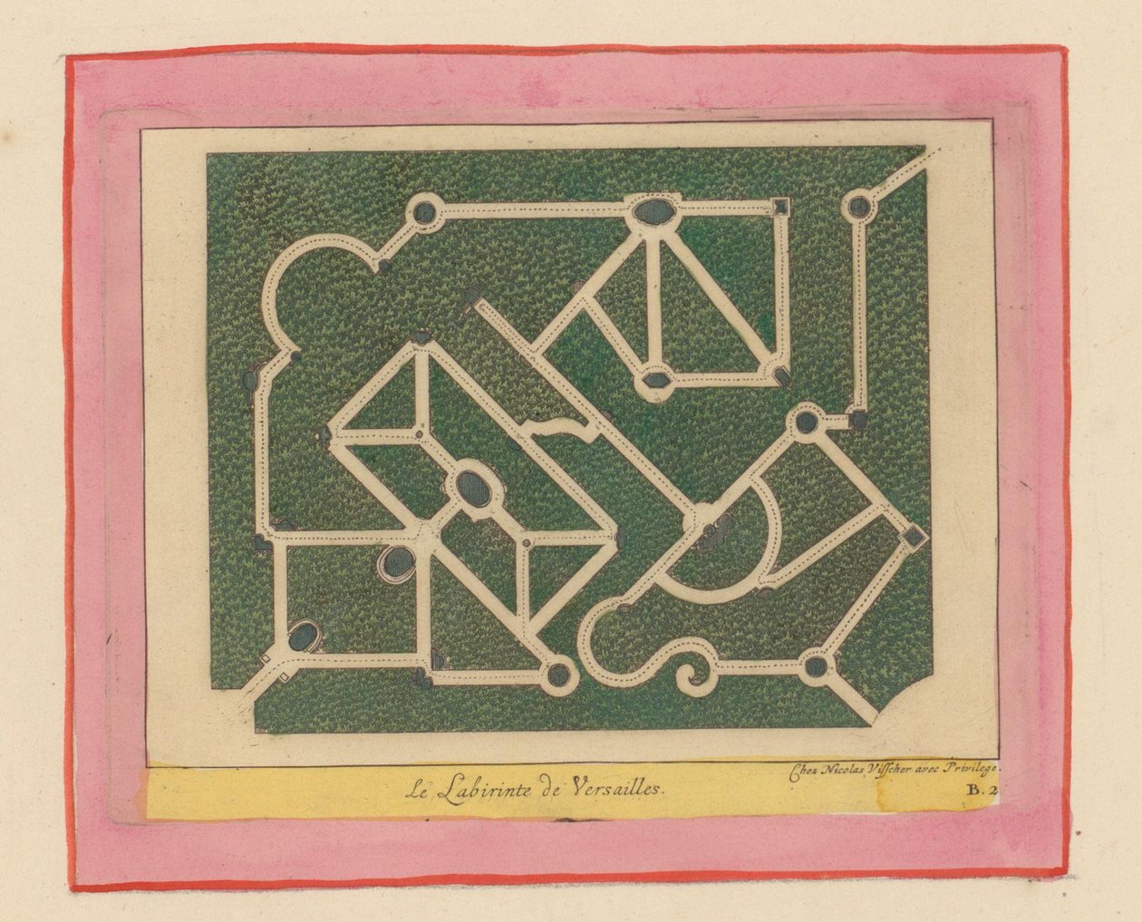 Grundriss des Labyrinths von Versailles tekijältä Willem Swidde